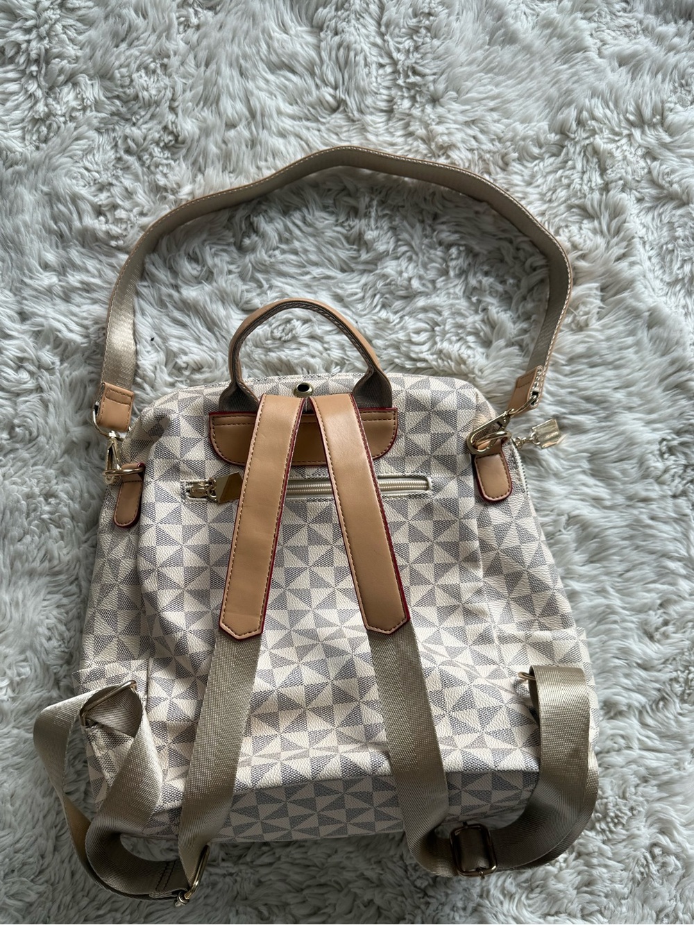 Geometric Patterned Beige Backpack - Picture 3 of 5